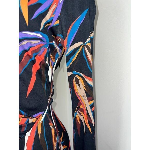 NWT EMILIO PUCCI Black Runway Bamboo Leaf Print Sheath Mini Dress Size I… - Picture 10 of 16